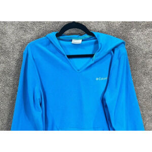 Columbia Hoodie Womens Medium Blue Fleece Pullover Jacket Lightweight Outdoors